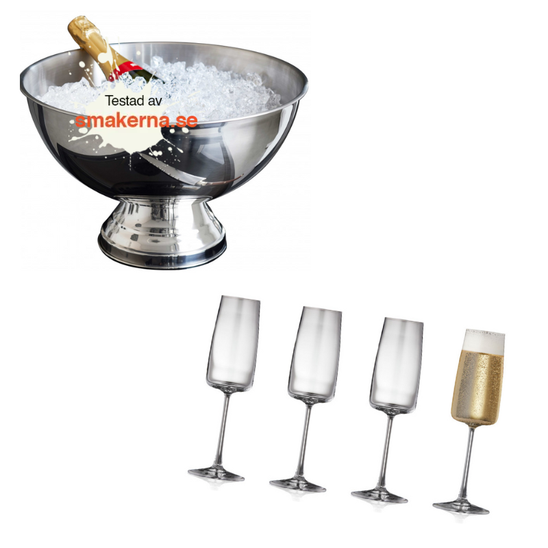 Champagnekylare & champagneglas, 4 st